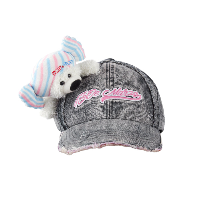 13De Marzo X PEKO Fujiya Bear Denim Cap Washed Gray