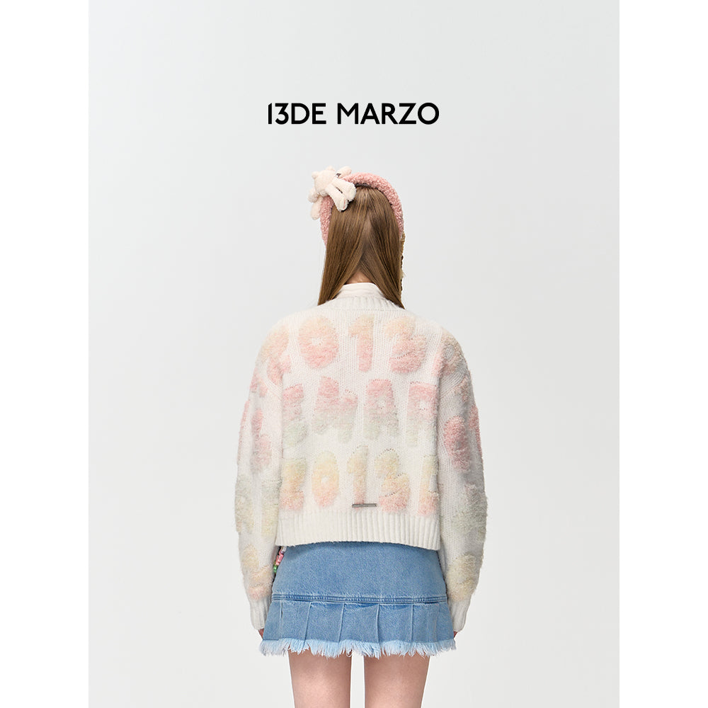 13De Marzo Bear Gradient Logo Cardigan