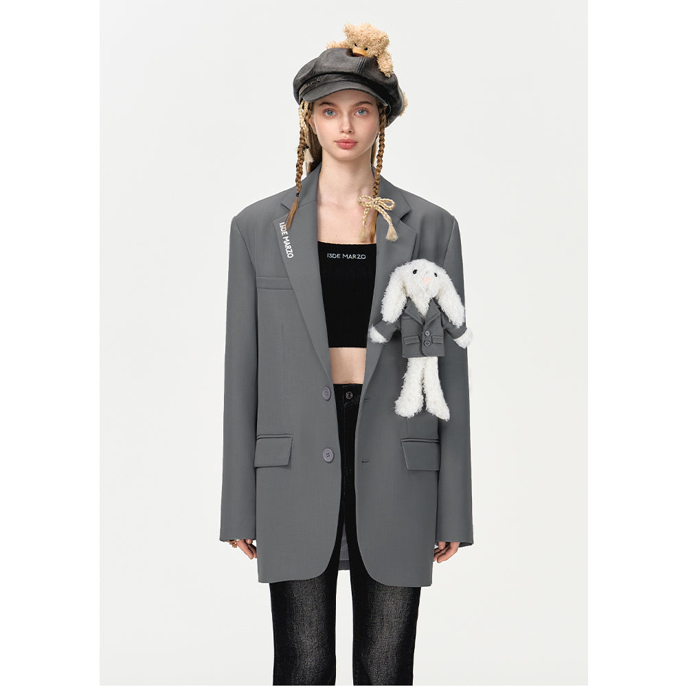 13De Marzo Plush Bear Suit Jacket Gray