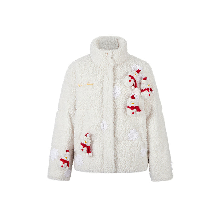 13De Marzo Christmas Snowman Bear Fleece Coat White - Mores Studio