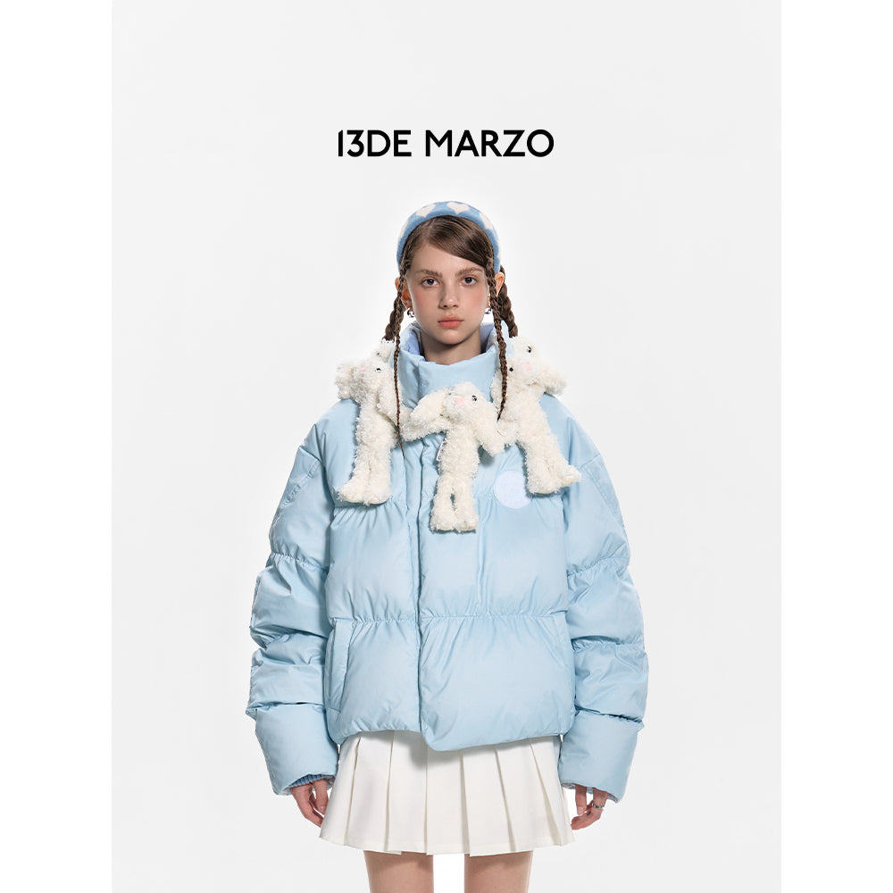 13De Marzo Doozoo Neck Round Down Jacket Blue - Mores Studio