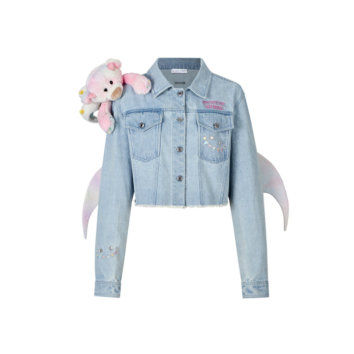 13De Marzo X INSTINCTOY Rainbow Bear Short Denim Jacket - Mores Studio