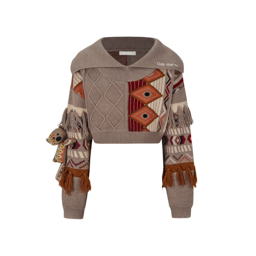 13De Marzo Tribe Hunting Totem Short Sweater - Mores Studio