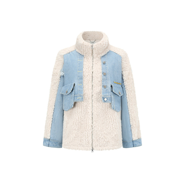 Alexia Sandra Denim Patchwork Fleece Coat - Mores Studio