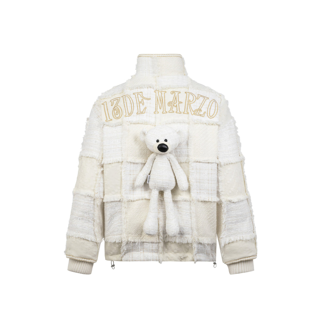 13De Marzo Plush Bear Tweed Down Jacket White - Mores Studio