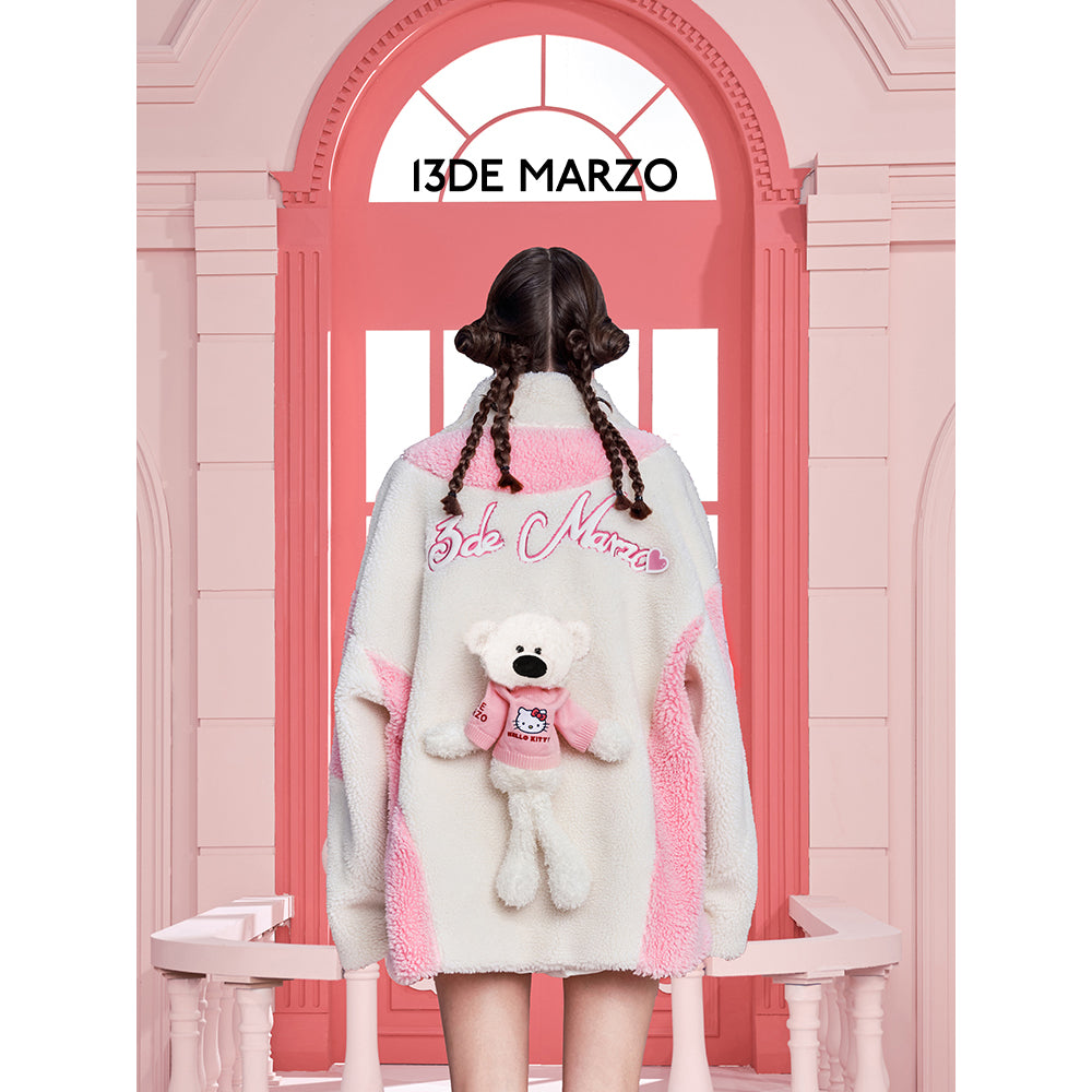 13De Marzo X Hello Kitty Color Blocked Bear Fleece Coat - Mores Studio