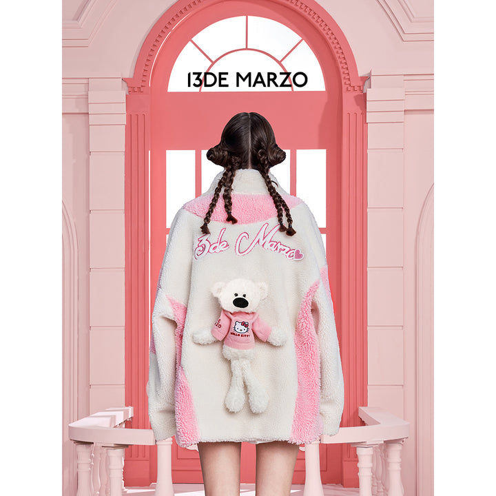 13De Marzo X Hello Kitty Color Blocked Bear Fleece Coat - Mores Studio