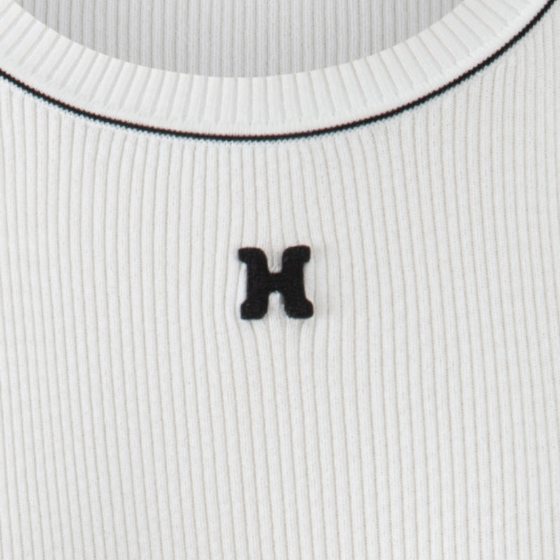 Herlian Embroidery Logo Knit Vest Top White - Mores Studio