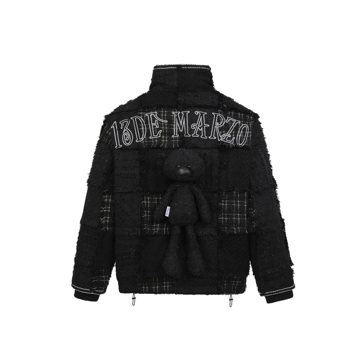13De Marzo Plush Bear Tweed Down Jacket Black - Mores Studio