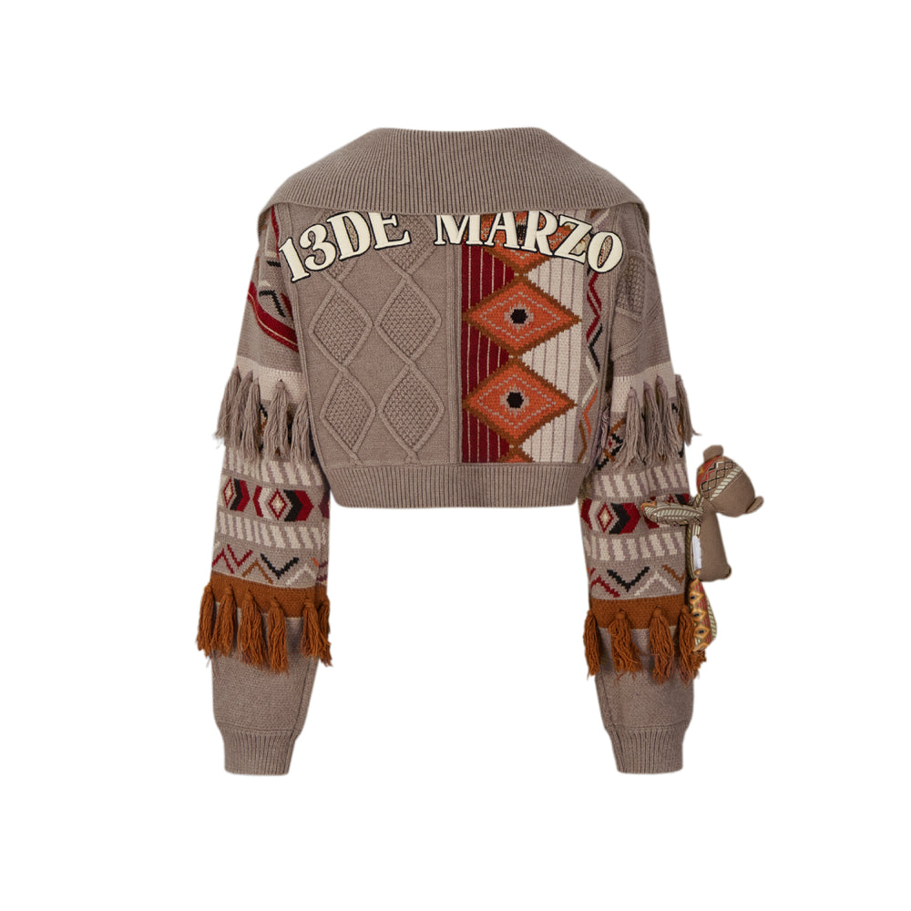 13De Marzo Tribe Hunting Totem Short Sweater - Mores Studio