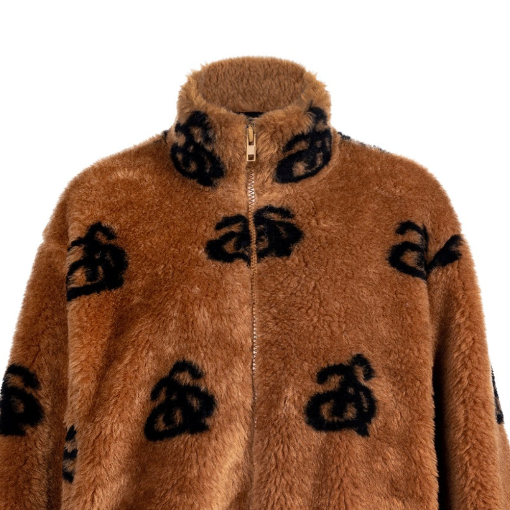 Ann Andelman Logo Faux Fur Jacket Brown - Mores Studio