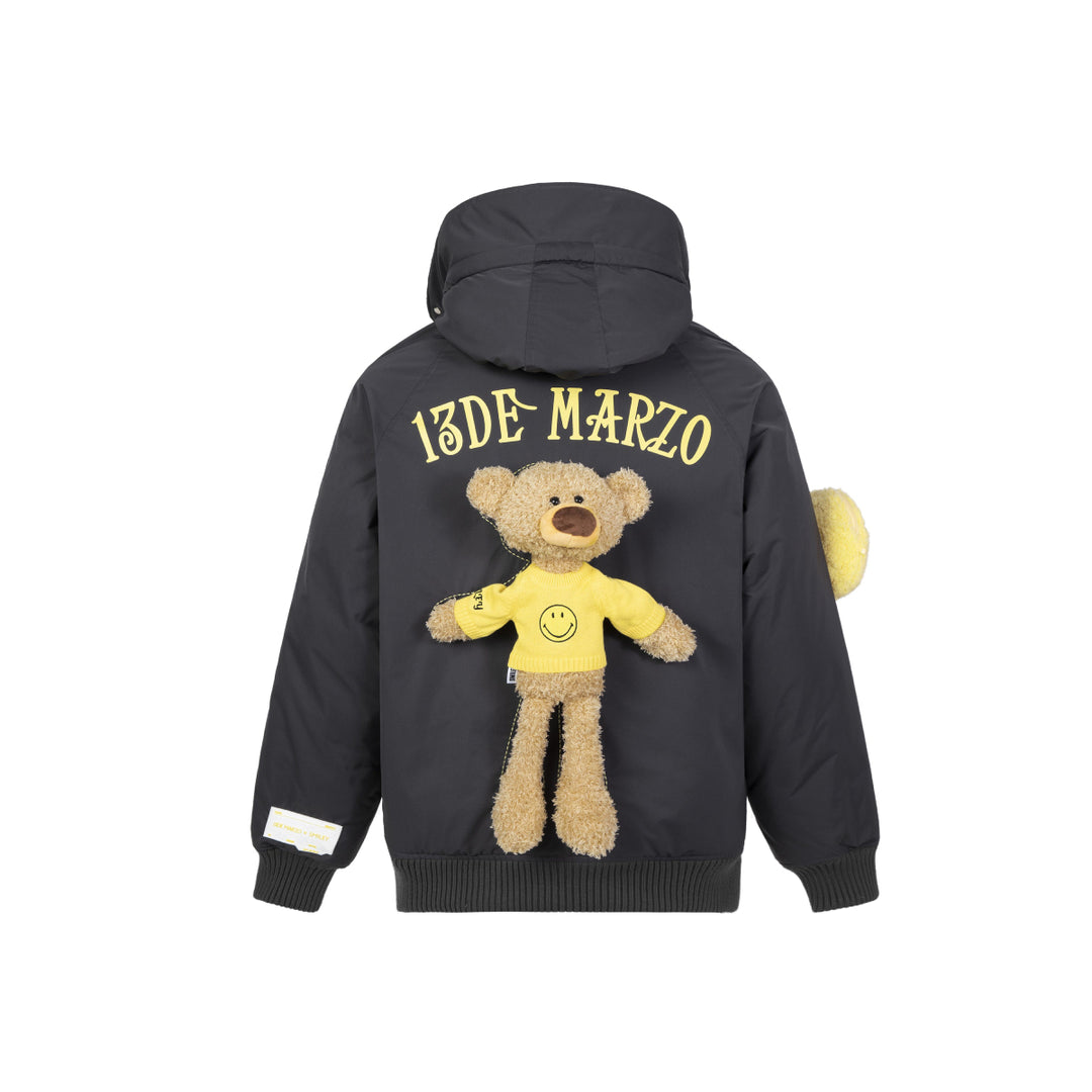 13De Marzo X Smiley Furry Bag Down Jacket Black - Mores Studio