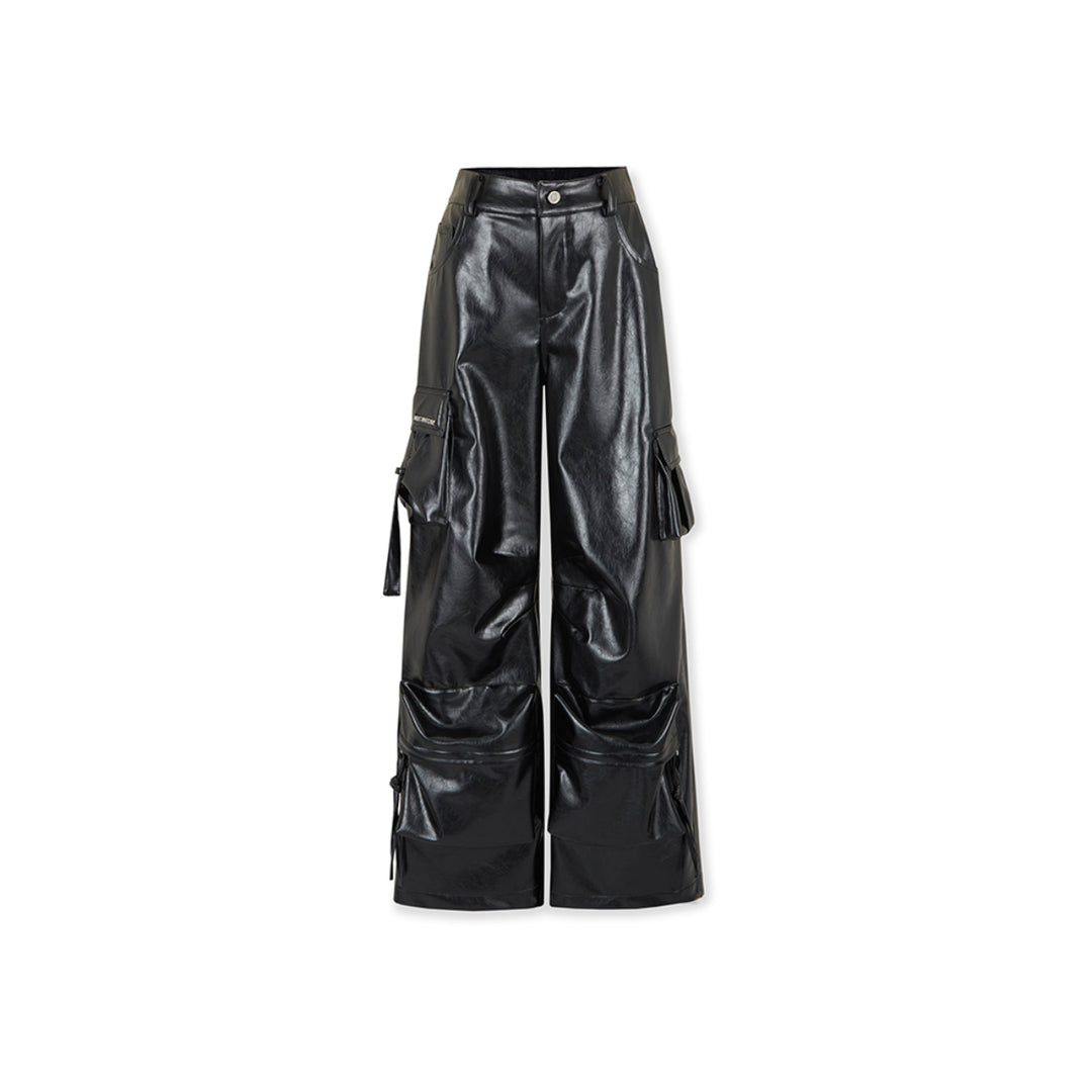 NotAwear Glossy Leather Cargo Pants Black - Mores Studio