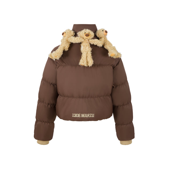 13De Marzo Doozoo Neck Round Down Jacket Brown - Mores Studio