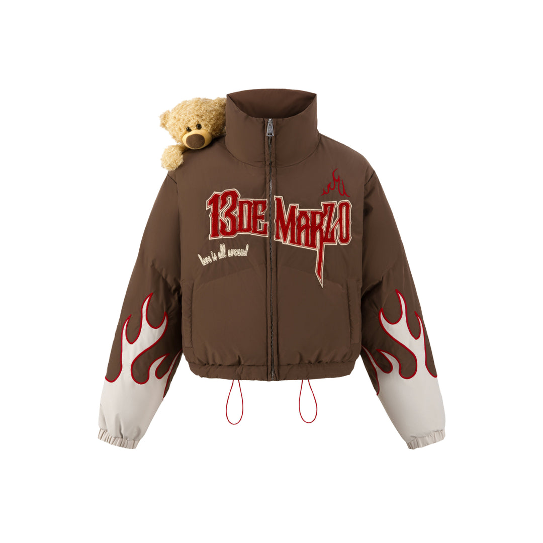 13De Marzo Plush Bear Flame Down Jacket Brown - Mores Studio