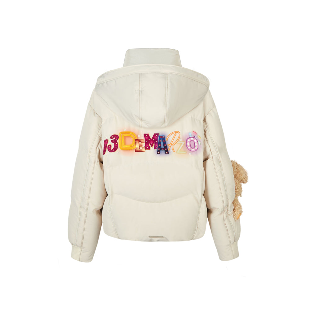 13De Marzo Neon Light Logo Down Jacket Cream - Mores Studio