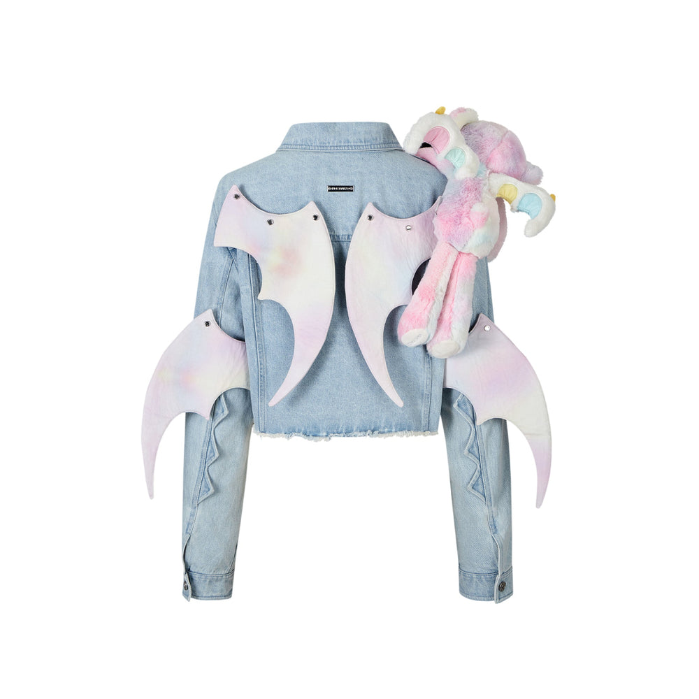 13De Marzo X INSTINCTOY Rainbow Bear Short Denim Jacket - Mores Studio