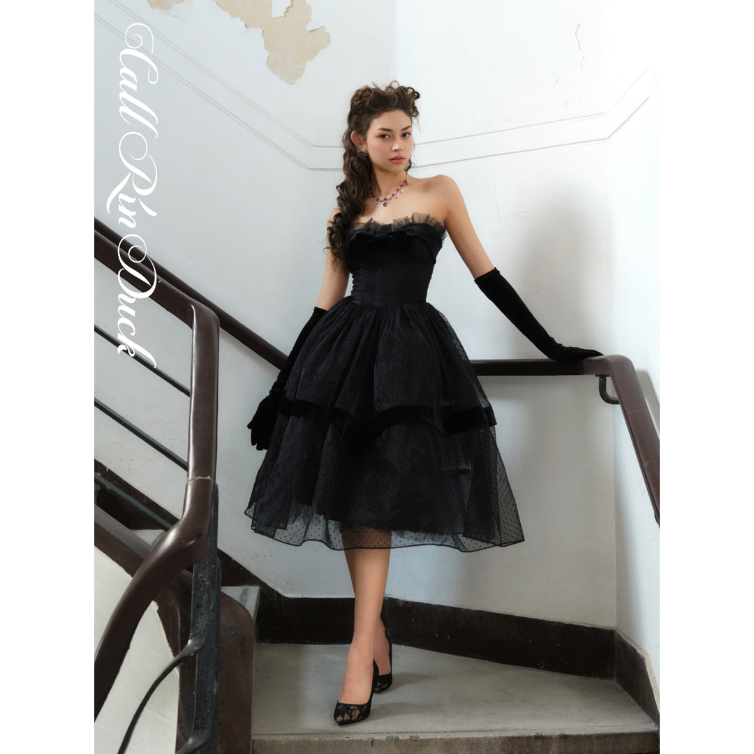 Callrinduck Twilight Tiered Mesh Dress Black - Mores Studio