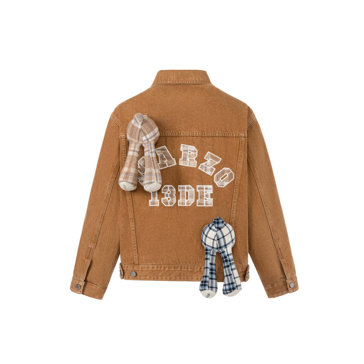 13De Marzo Bear In Wormhole Denim Jacket Khaki - Mores Studio