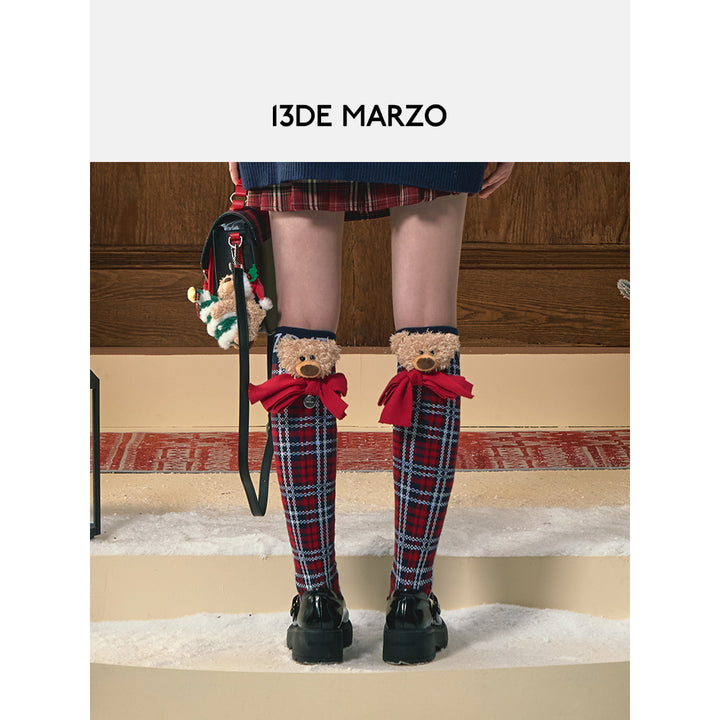 13De Marzo Christmas Bow Plaid Stockings - Mores Studio