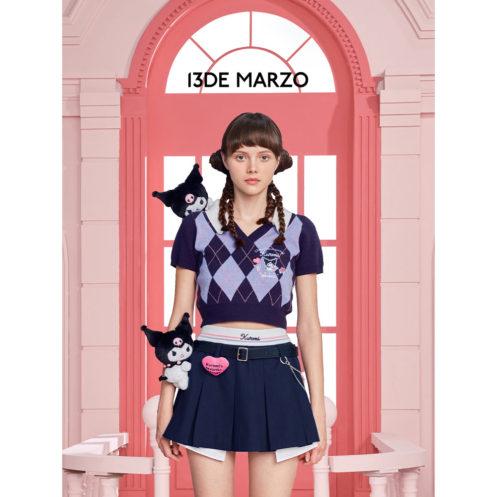 13De Marzo X Kuromi Diamond Check Knit Top - Mores Studio