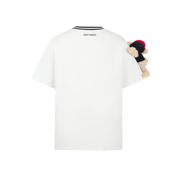 13De Marzo Badge Knit Collar T-Shirt White - Mores Studio