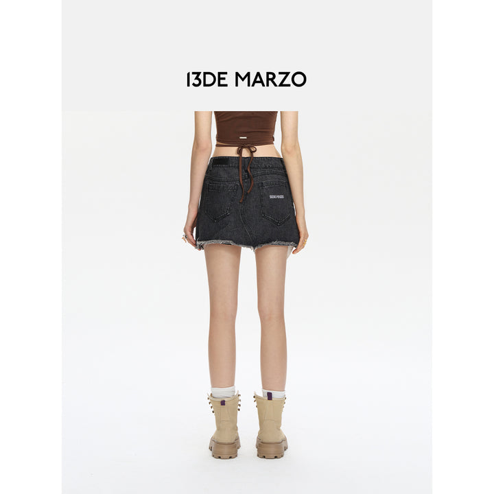 13De Marzo Bear Curved Denim Skirt