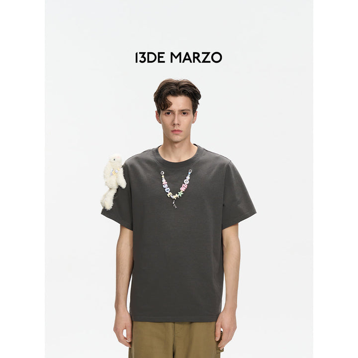 13De Marzo Logo Pendent T-Shirt Grey