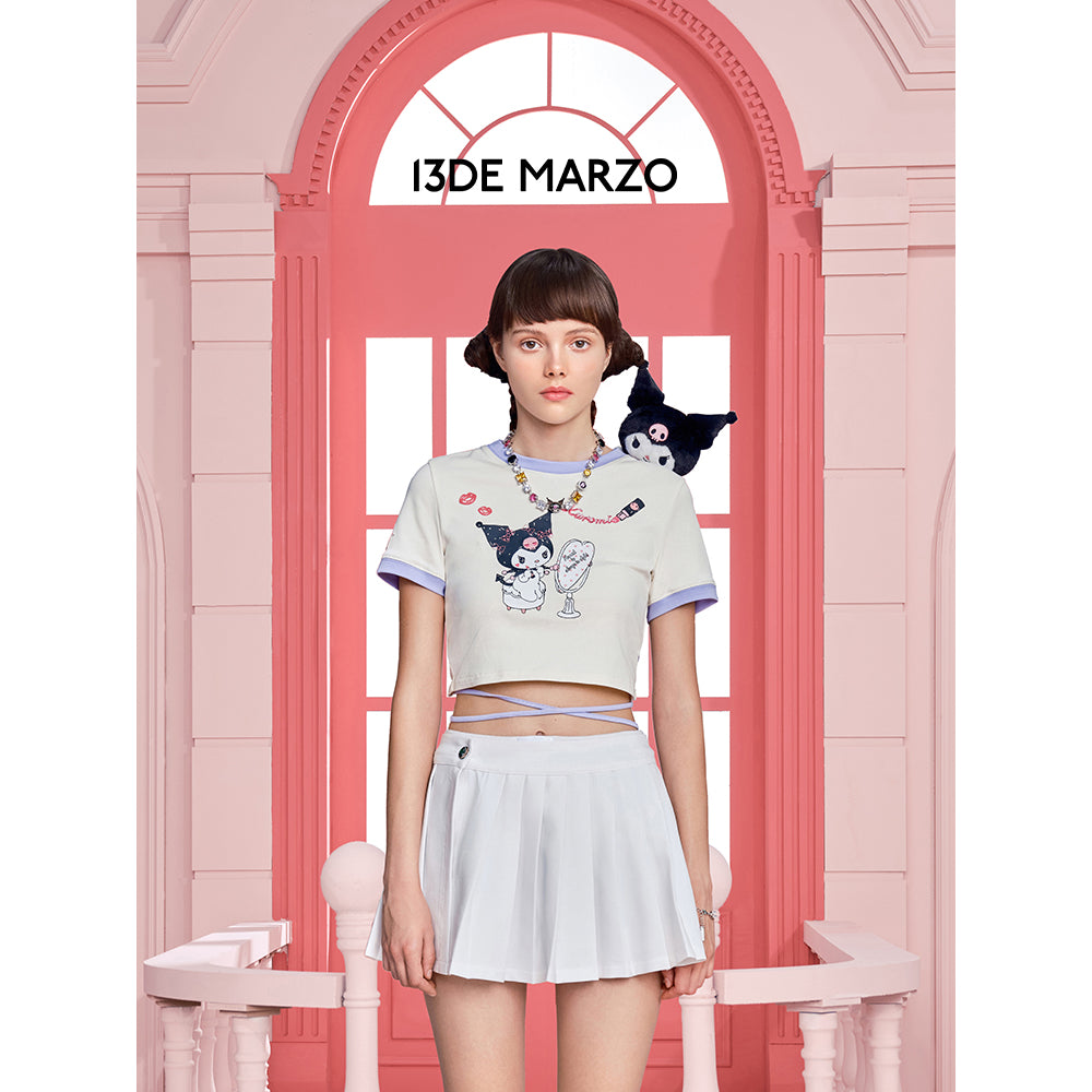 13De Marzo X Kuromi Mirror Lace Top White