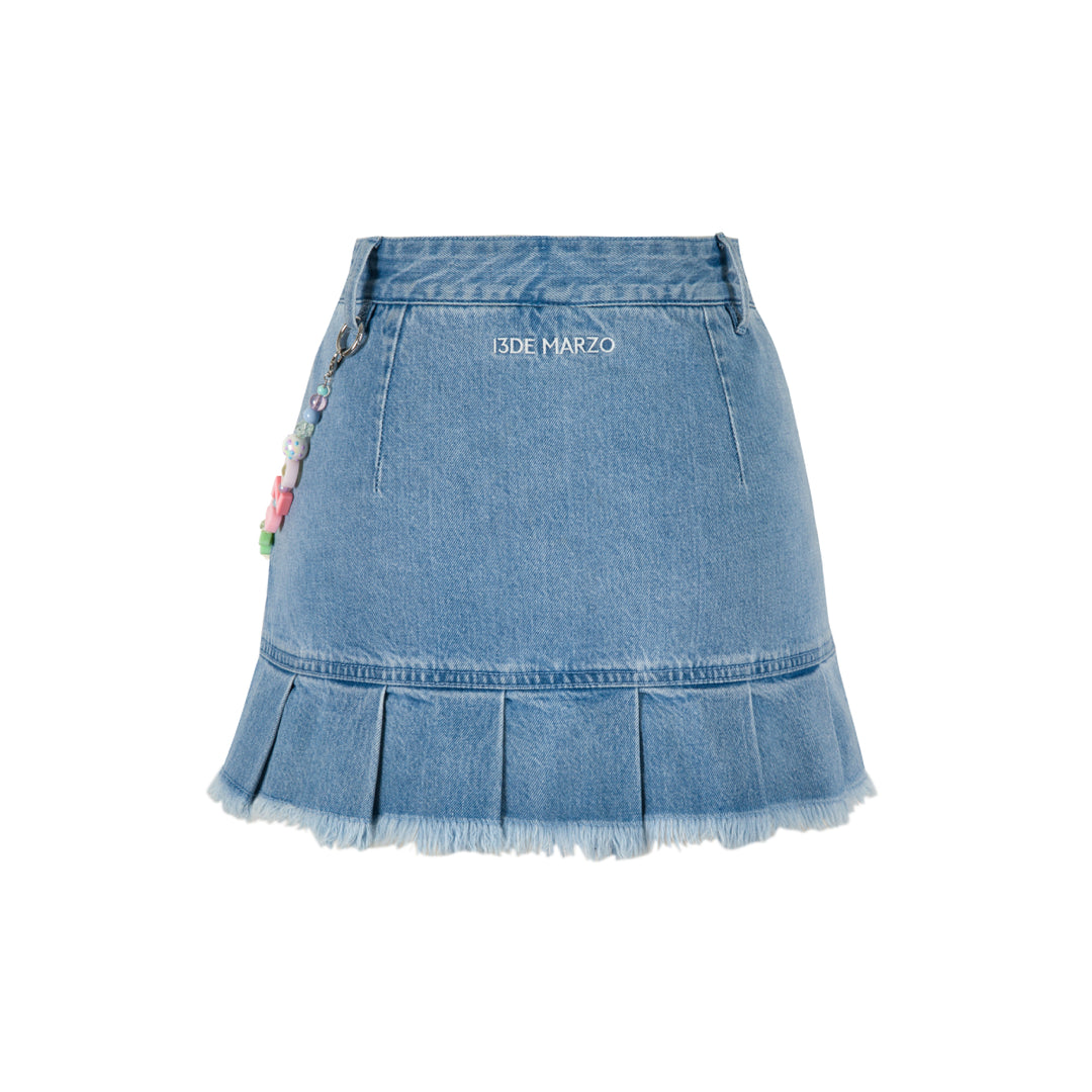 13De Marzo Logo Bead Chain Denim Skirt Blue