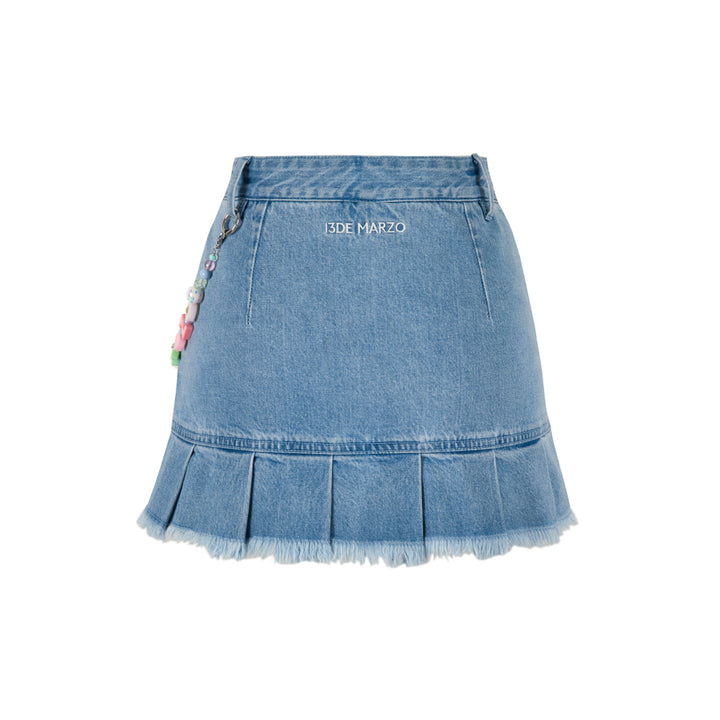 13De Marzo Logo Bead Chain Denim Skirt Blue