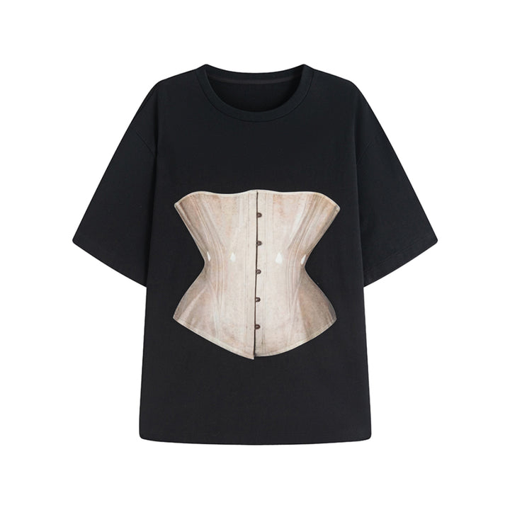 Marc Moore Girdle Printed Oversize Tee Black