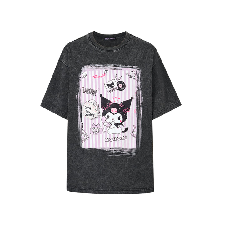 13De Marzo X Kuromi Graffiti Washed T-Shirt Black