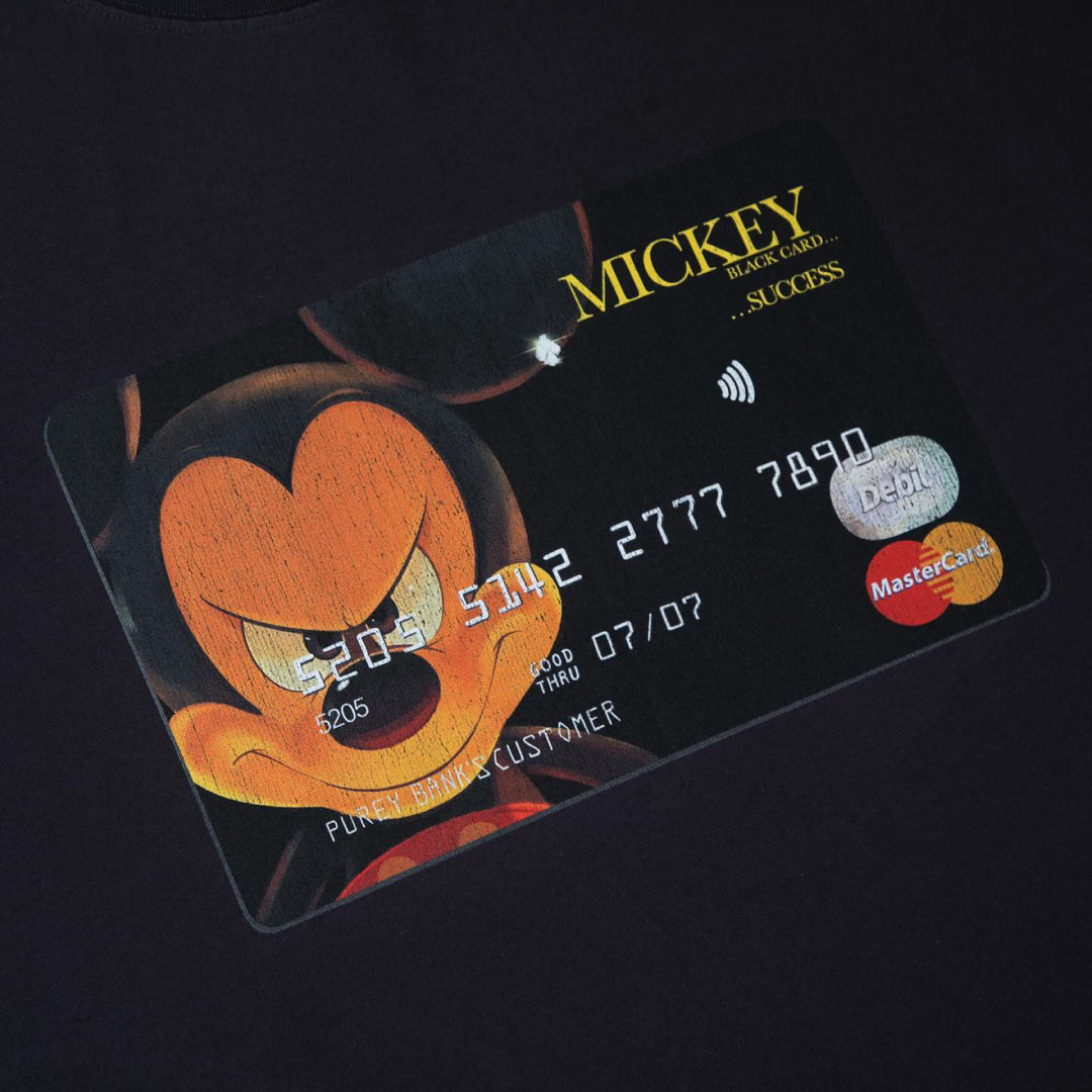 Purey Micky Mouse MasterCard Printed T-Shirt Black