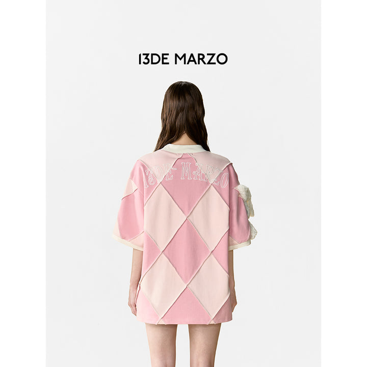 13De Marzo Hemming Diamond Checked T-Shirt Pink