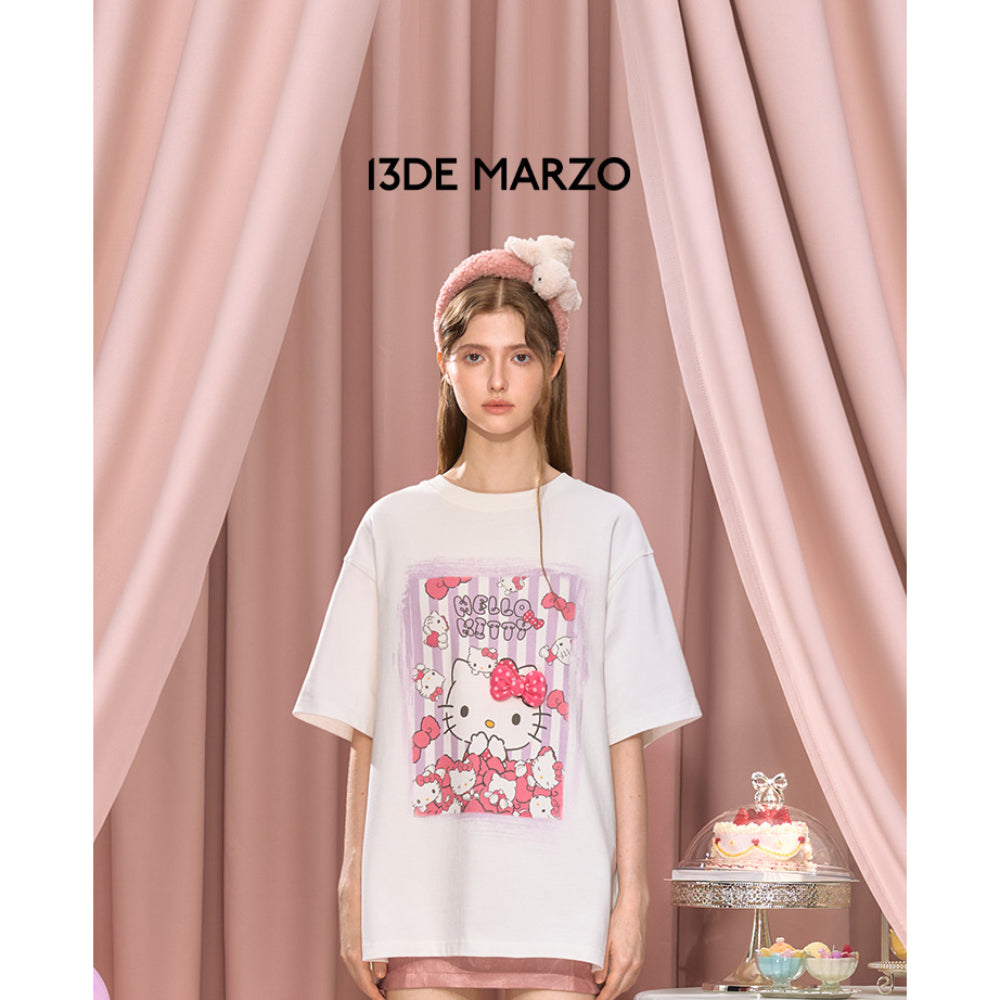 13De Marzo X Hello Kitty Graffiti Printed T-Shirt White