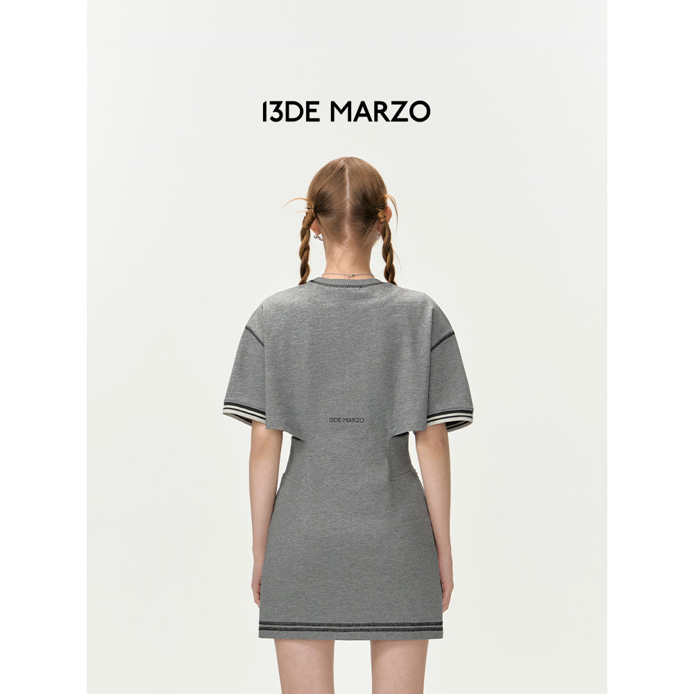 13De Marzo Doozoo Waist Cutting Tee Dress Grey