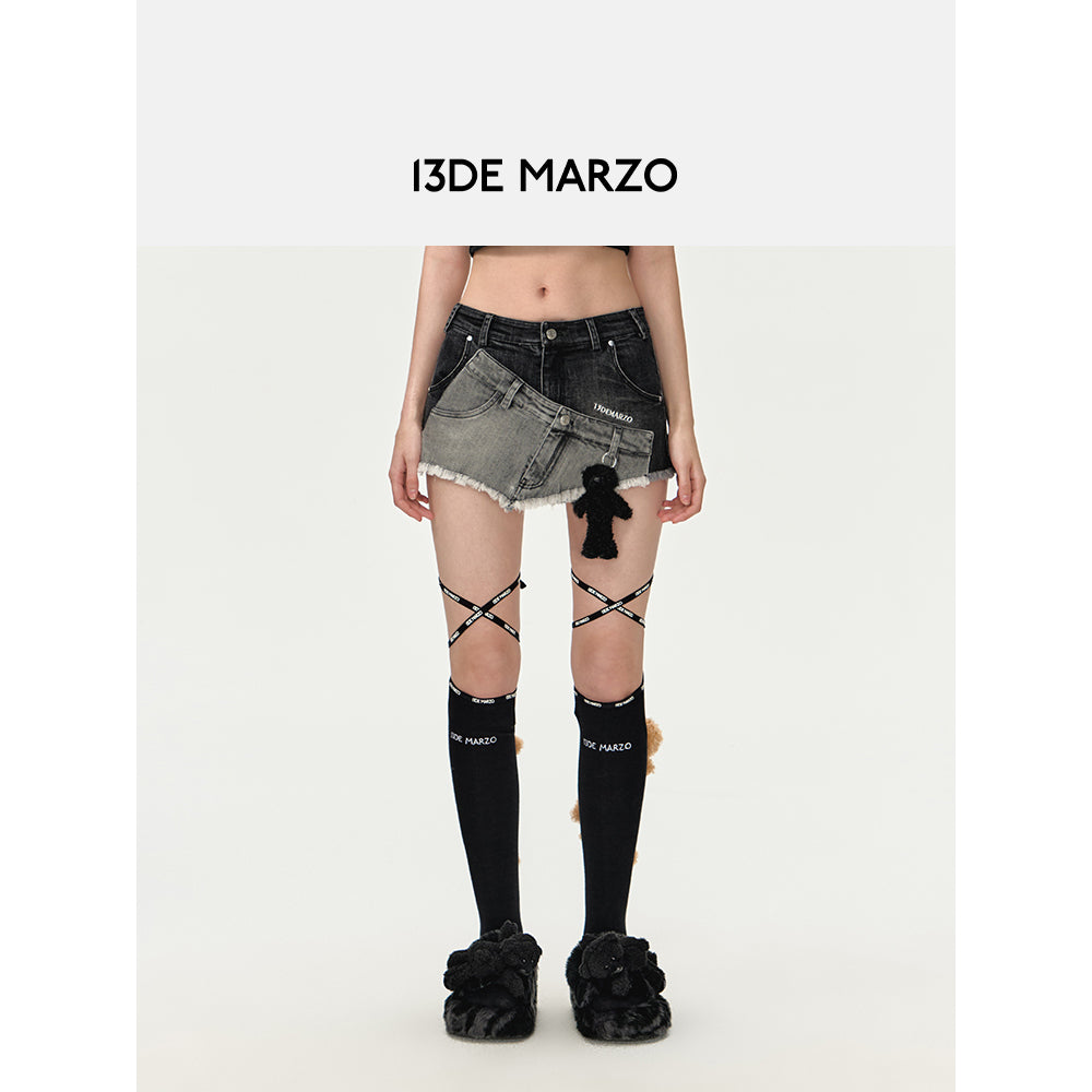 13De Marzo Double Distressed Denim Shorts Black