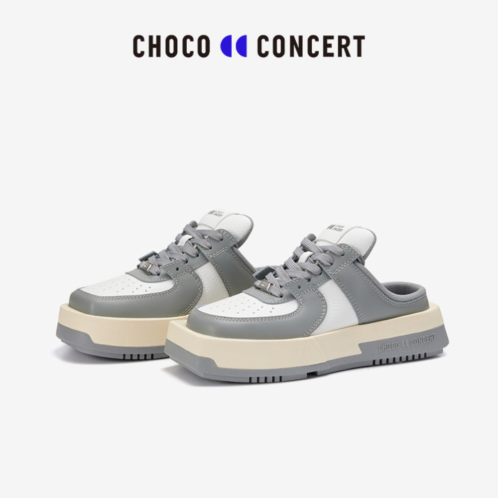 Choco Concert Mis-Matched Square Toe Slip On Grey - Mores Studio