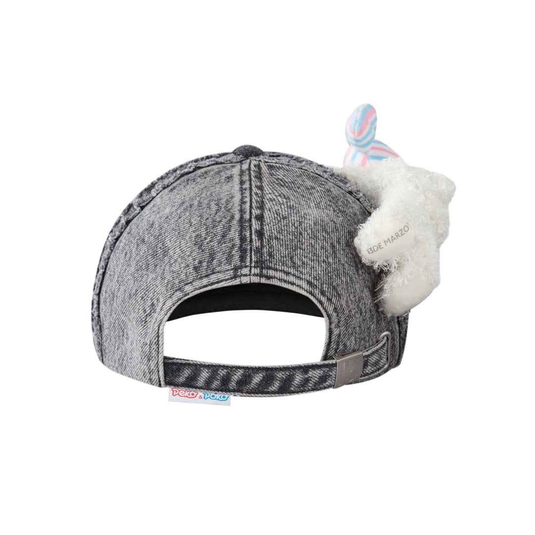 13De Marzo X PEKO Fujiya Bear Denim Cap Washed Gray