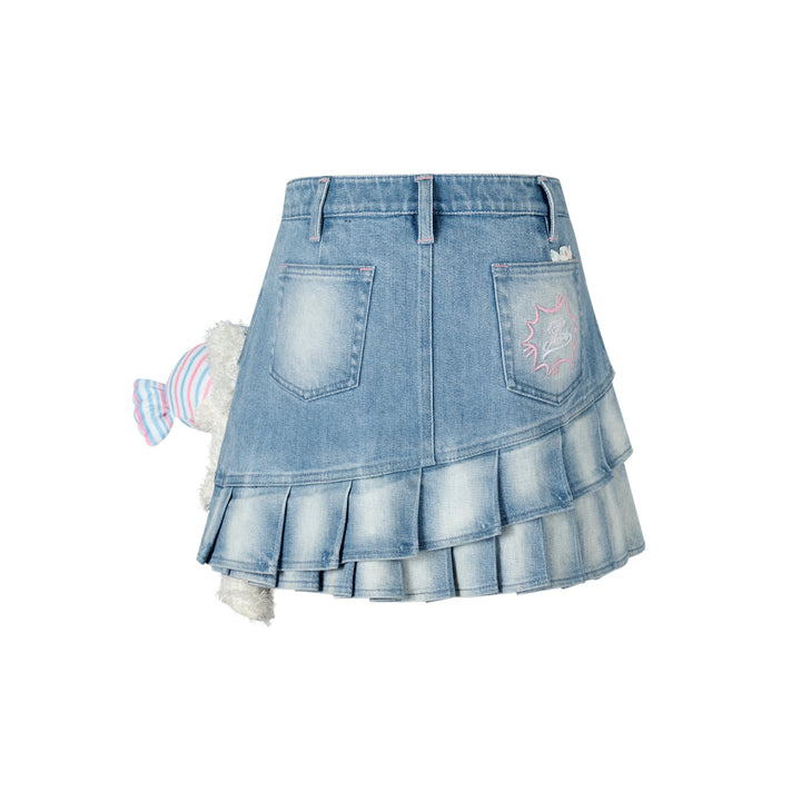 13De Marzo X PEKO Plush Bear Denim Skirt