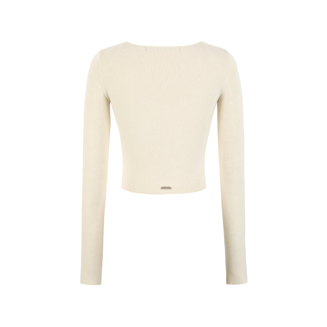 13De Marzo Sequin Logo Slim Fit Top Beige