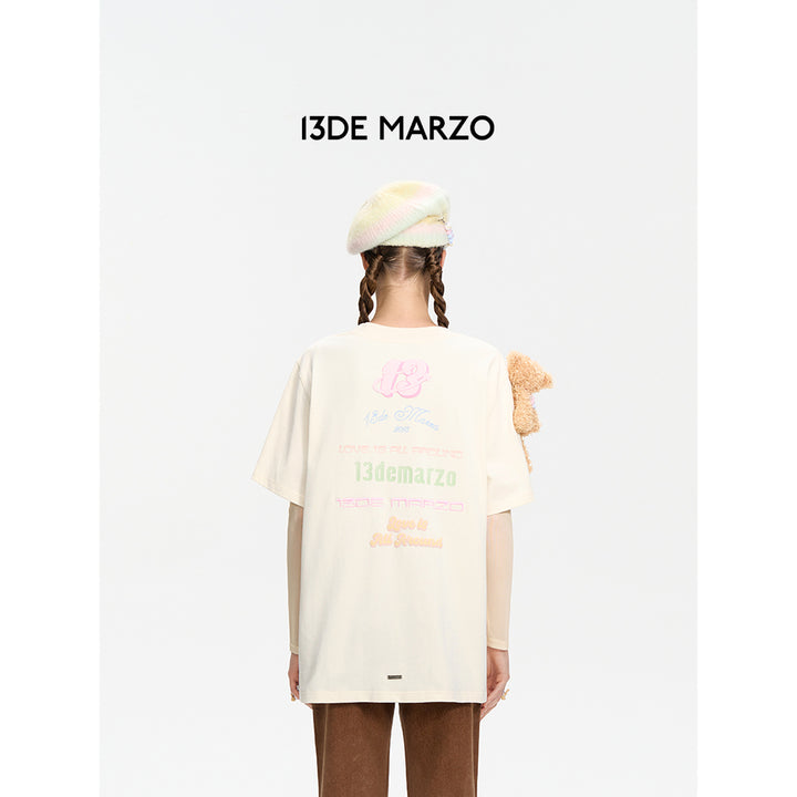 13De Marzo Logo Pendent T-Shirt Cream