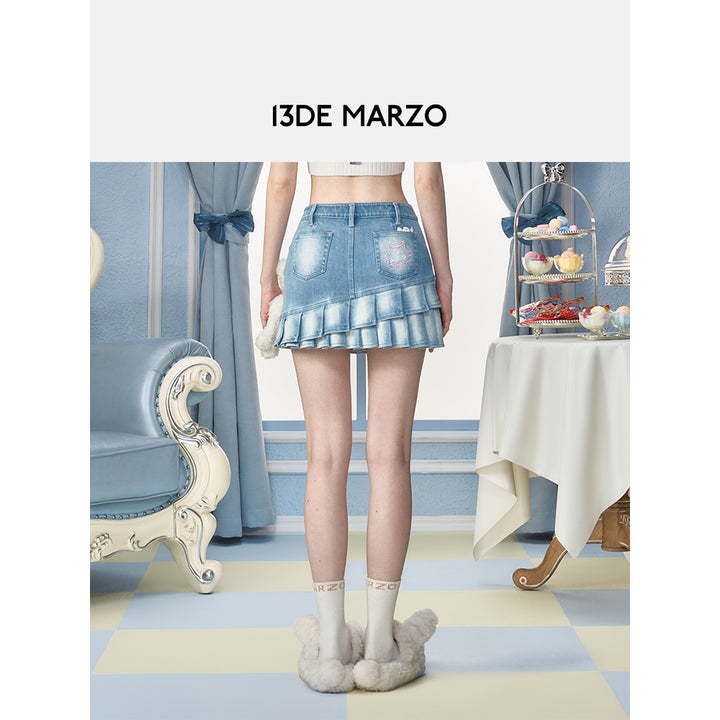 13De Marzo X PEKO Plush Bear Denim Skirt