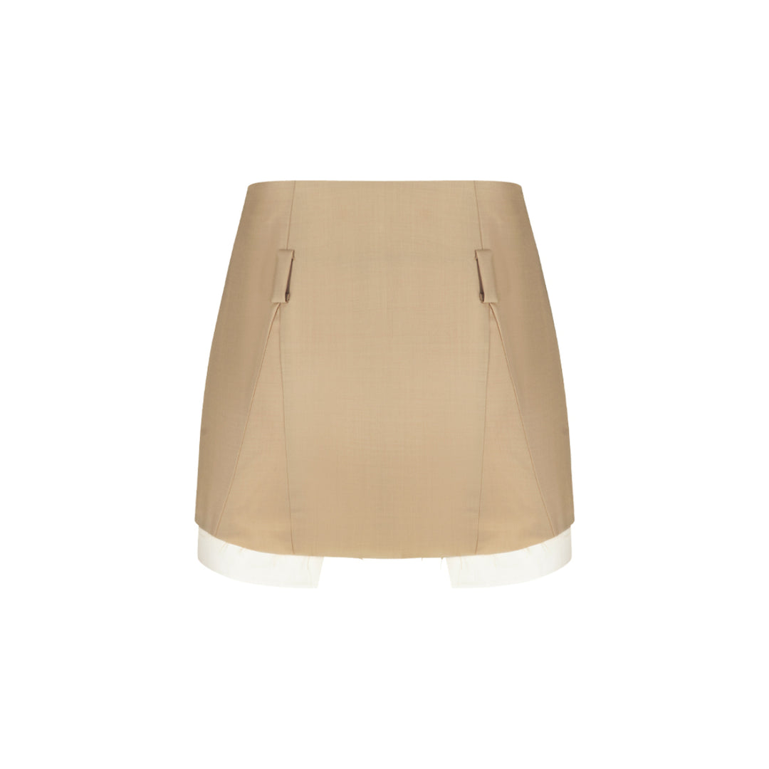 Herlian Double Layered Suit Skirt Khaki - Mores Studio