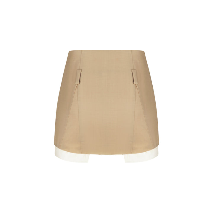 Herlian Double Layered Suit Skirt Khaki - Mores Studio