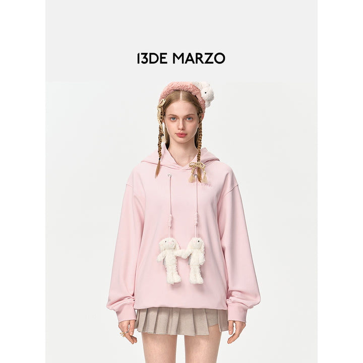 13De Marzo String Magnetic Bear Hoodie Pink