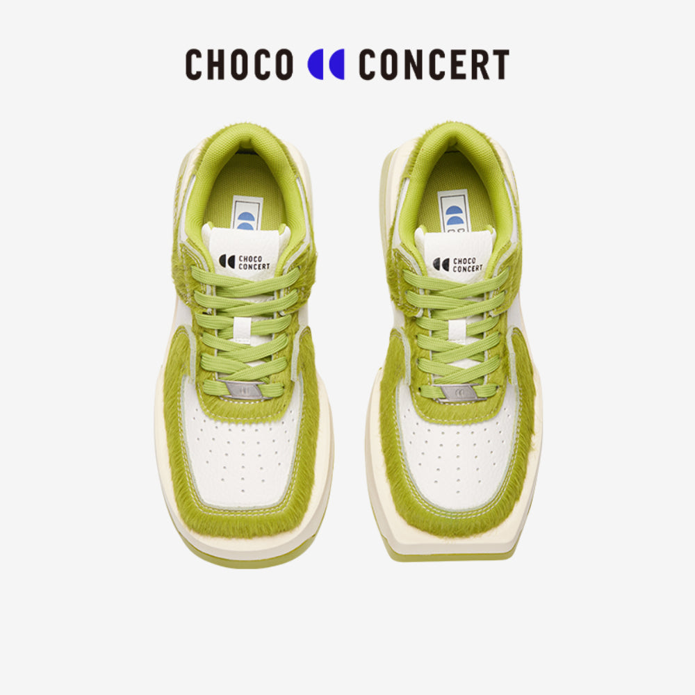 Choco Concert Mis-Matched Horsehair Square Toe Sneaker Lime Green - Mores Studio