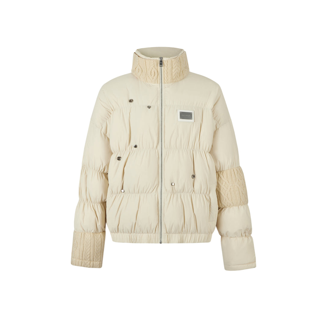 13De Marzo Bear Knit Patch Wrinkle Down Jacket - Mores Studio