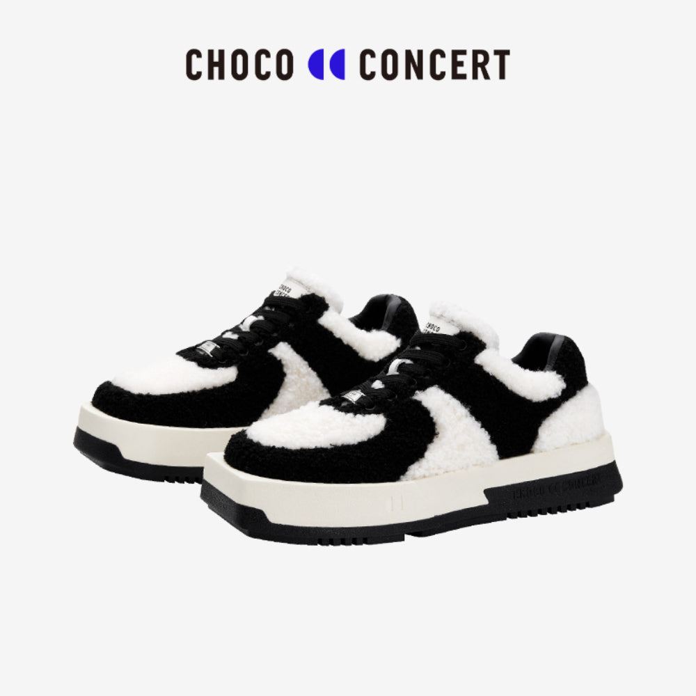 Choco Concert Mis-Matched Fleece Square Toe Sneaker Black - Mores Studio